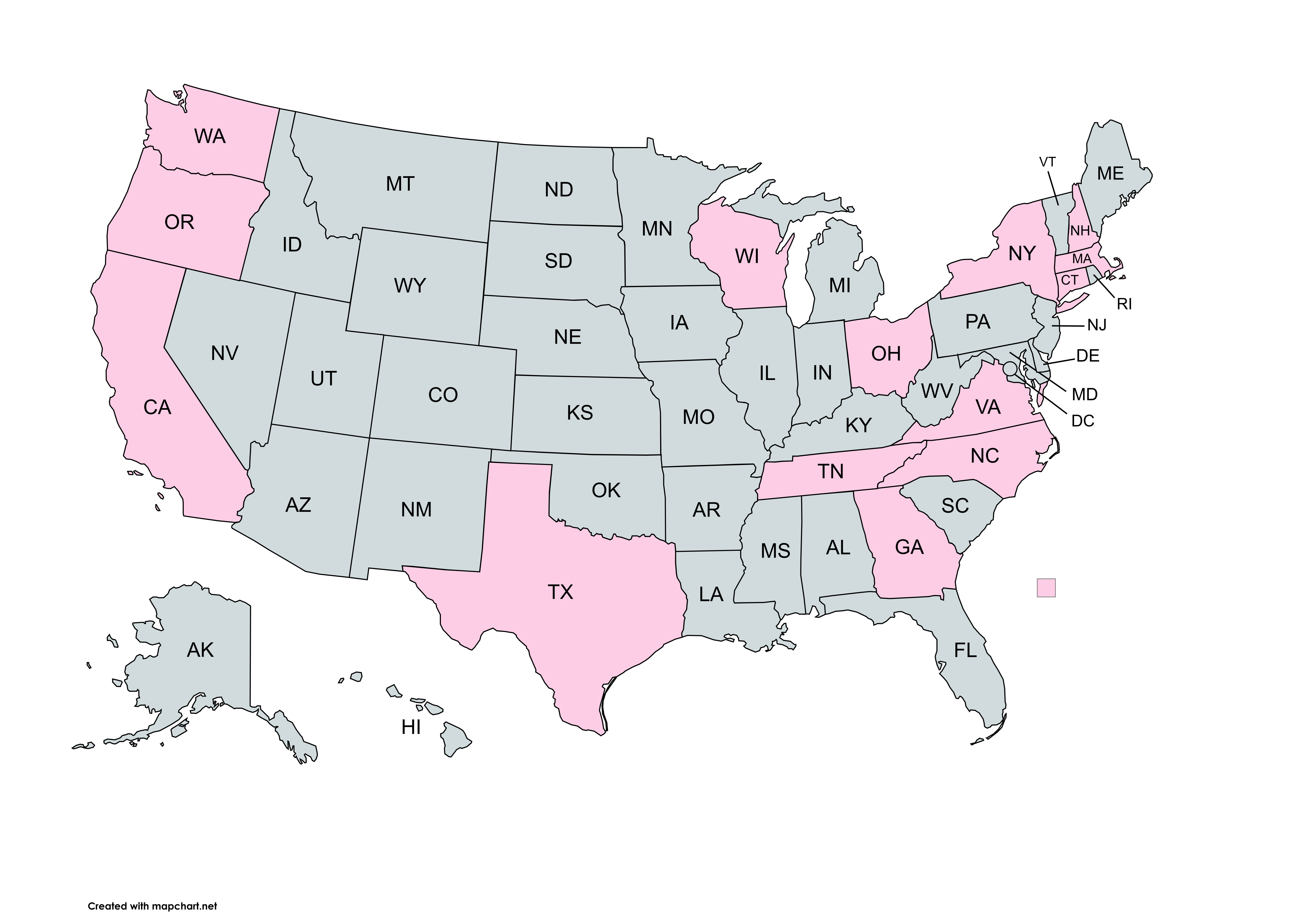 States where undergraduates ended up. Top states include Massachusetts, California, New York, and Washington.