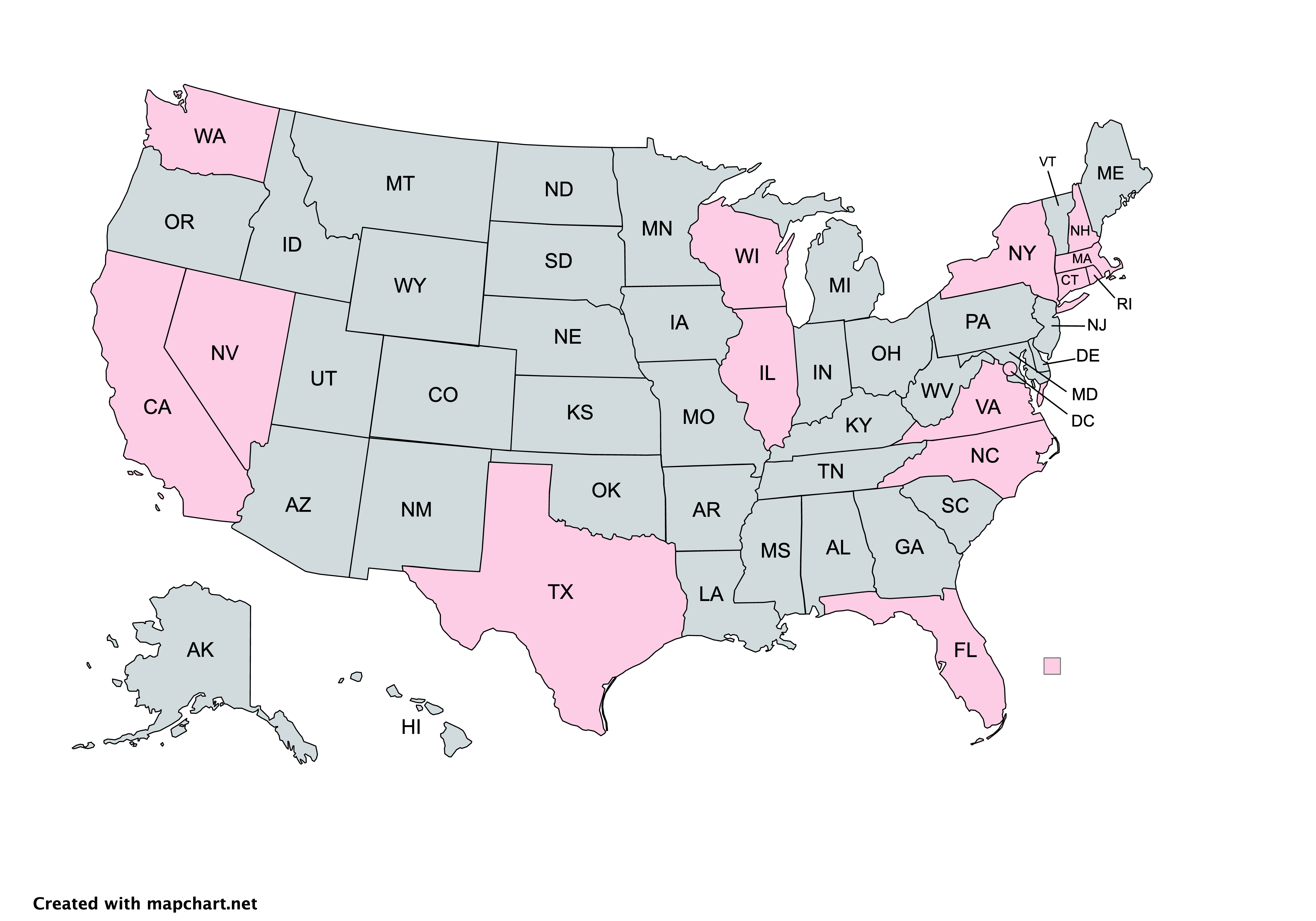 States where undergraduates ended up. Top states include Massachusetts, California, New York, and Washington.